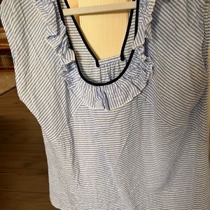 Smock like top, reversible. Blue/ white pinstripe